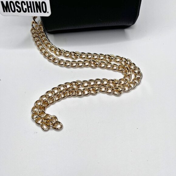 NWT LOVE MOSCHINO BLACK FAUX LEATHER GOLD CHAIN CROSSBODY BAG - OS - Picture 6 of 12